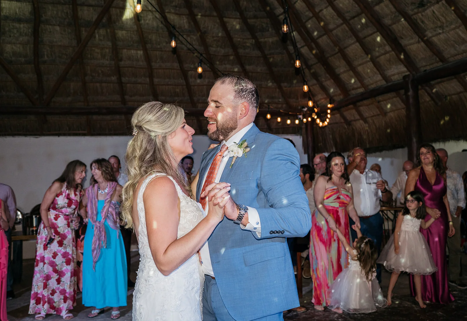 Bride and groom's first dance at a Cancun wedding