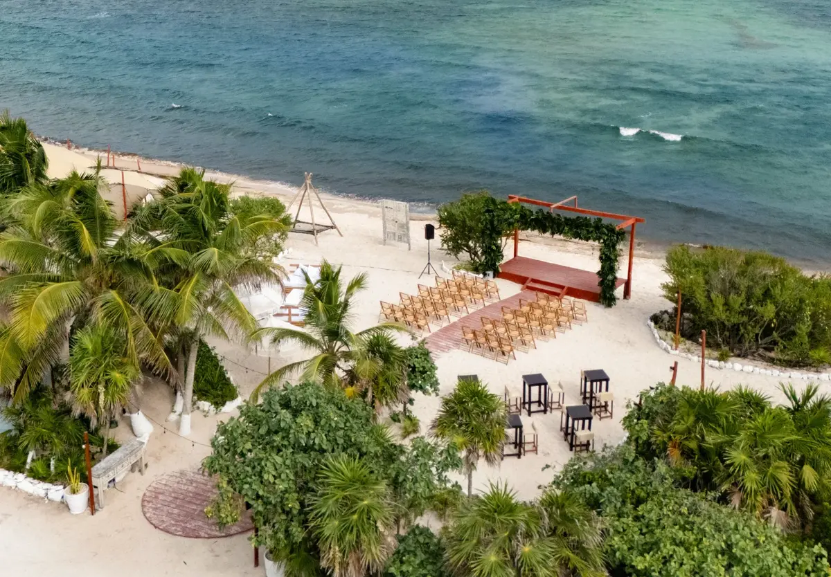 Playa Venado beach wedding venue in Playa del Carmen — aerial view